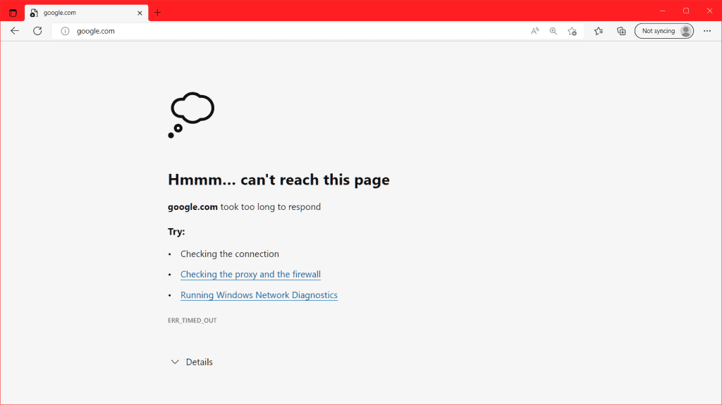 err connection timed out