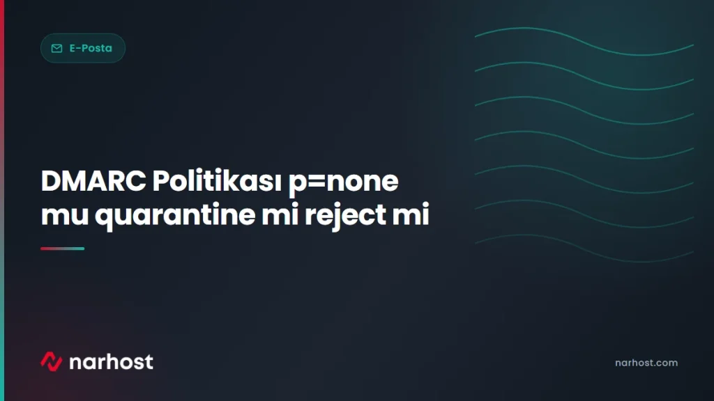 DMARC Politikası p=none mu quarantine mi reject mi — Narhost E-Posta rehberi kapak görseli