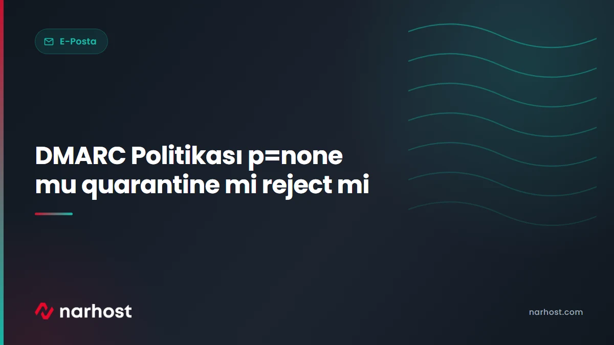 DMARC Politikası p=none mu quarantine mi reject mi — Narhost E-Posta rehberi kapak görseli