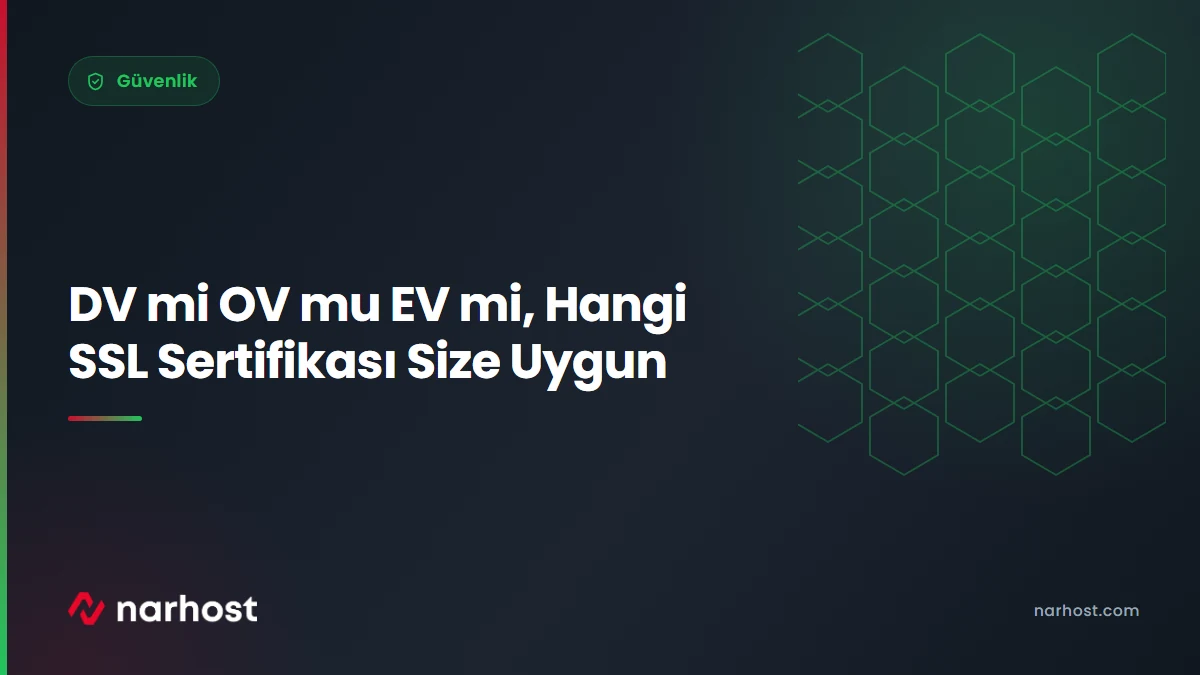 DV mi OV mu EV mi, Hangi SSL Sertifikası Size Uygun — Narhost Güvenlik rehberi kapak görseli
