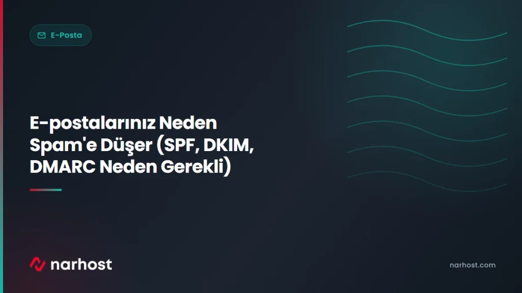 E-postalarınız Neden Spam'e Düşer (SPF, DKIM, DMARC Neden Gerekli) — Narhost E-Posta rehberi kapak görseli
