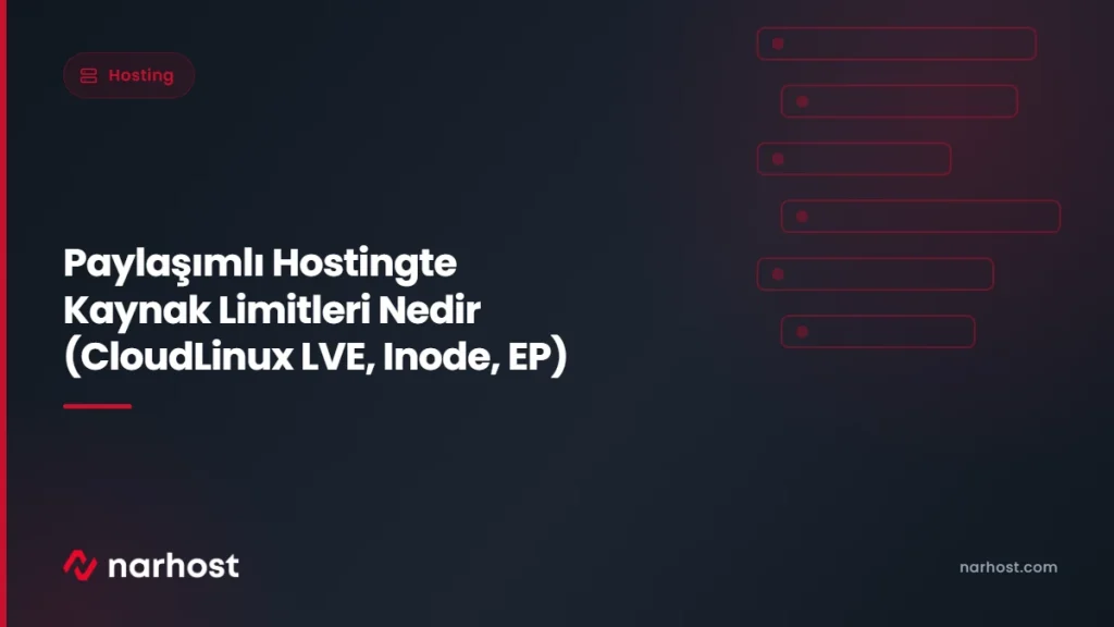 Paylaşımlı Hostingte Kaynak Limitleri Nedir (CloudLinux LVE, Inode, EP) — Narhost Hosting rehberi kapak görseli