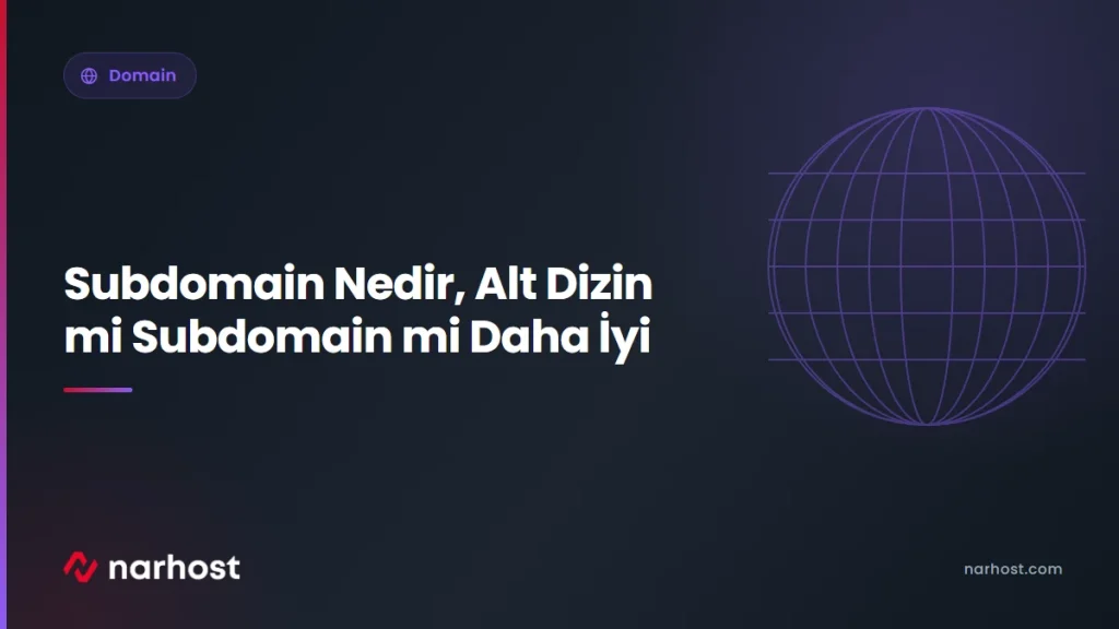 Subdomain Nedir, Alt Dizin mi Subdomain mi Daha İyi — Narhost Domain rehberi kapak görseli